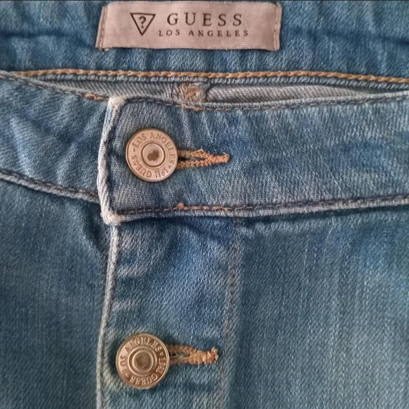 Guess Mini Denim Button-Up Skirt A-Line Y2K Size 29'' Jean Skirt Campus 90s - Picture 2 of 8